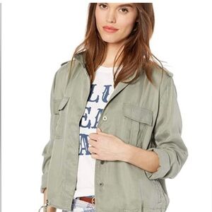 Rails Military style Linen blend Sage Green Jacket Large